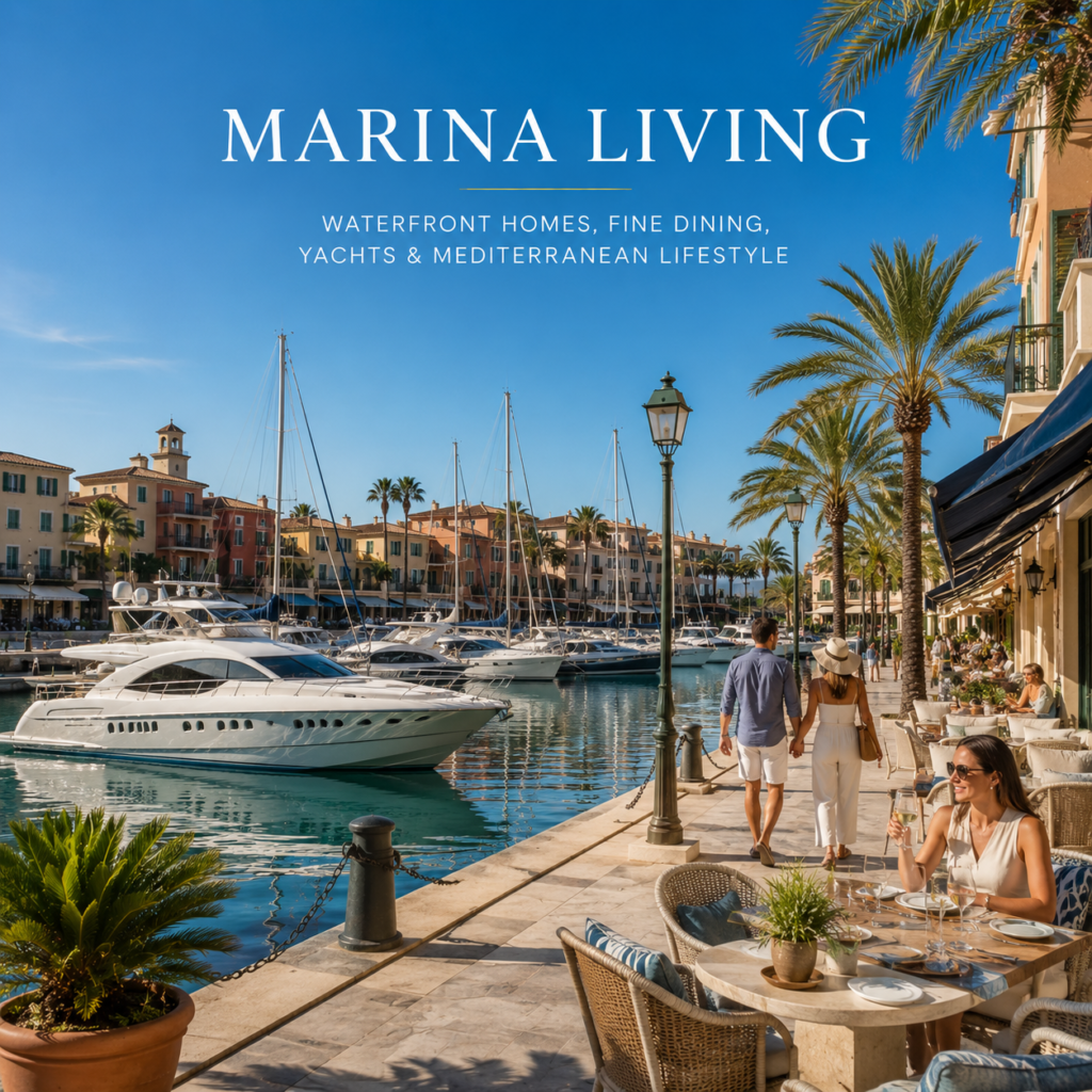 Luxury marina lifestyle in Sotogrande with yachts, waterfront restaurants and apartments