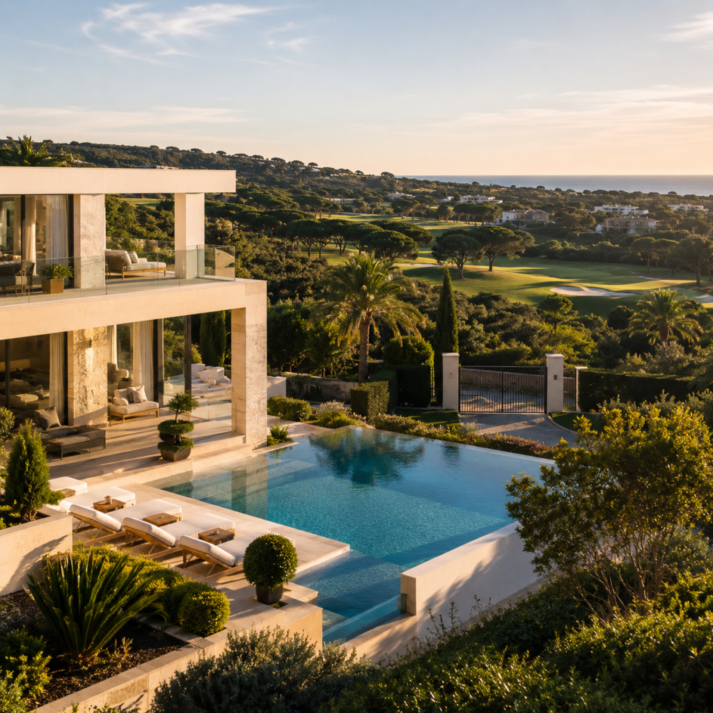 Luxury villa in Sotogrande with private pool, large plot and gated community views