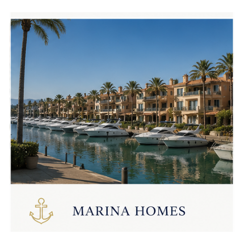 Marina homes in Sotogrande with waterfront apartments and luxury yachts